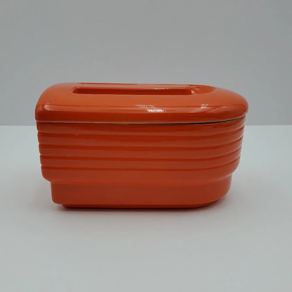 Hall China Company Westinghouse Orange Refrigerator Box Lidded Dish Fridgie - Picture 4 of 10